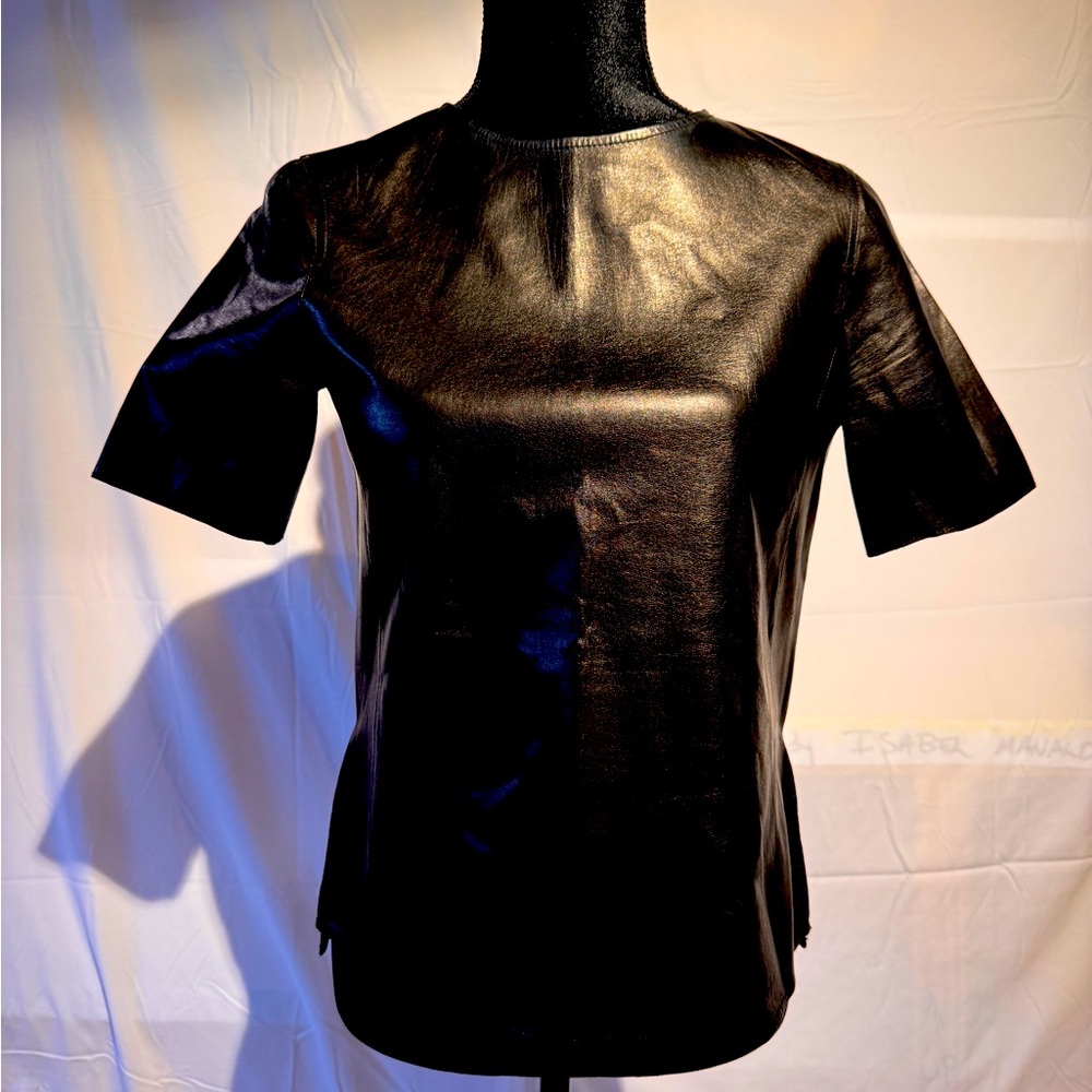 Black Leather shirt by Vince. Sz XS. High quality leather in perfect condition.